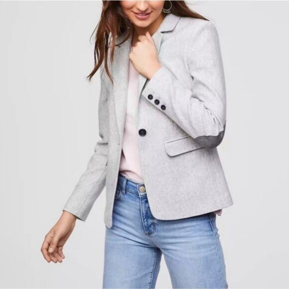 Loft Equestrian Style blazer herringbone elbow patch gray jacket - Picture 1 of 9